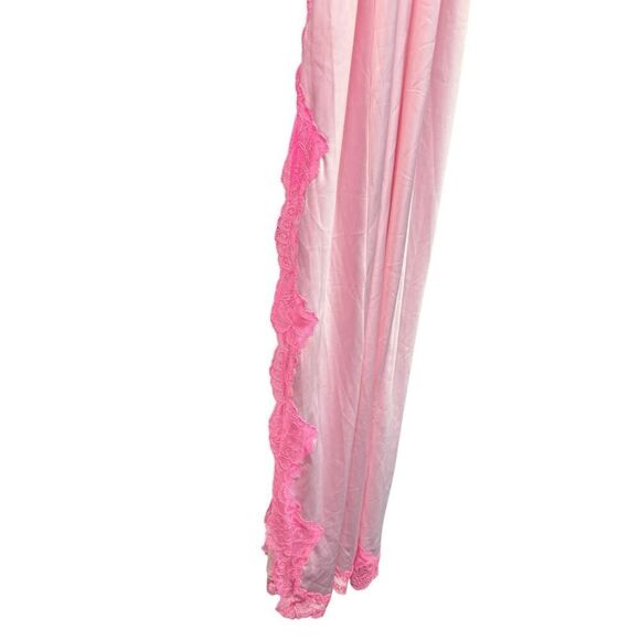 SKIMS Woven Shine Lace Long Dress Cherry Blossom Pink XS Satin Slip - Picture 10 of 16